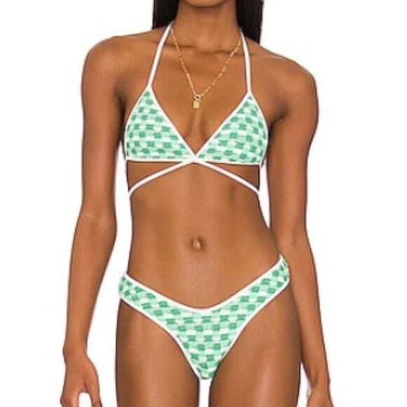 NEW L+F green checkered bikini set - Picture 1 of 1